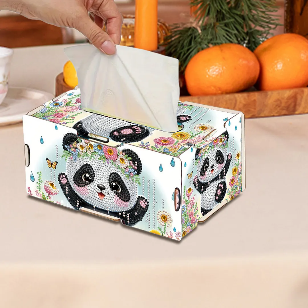 Panda DIY Diamond Art Paper Towel Holder for Home and Office Decoration