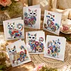 6pcs Diamond Painting White Cat Greeting Card Kits with Envelopes for Family Friend Gifts