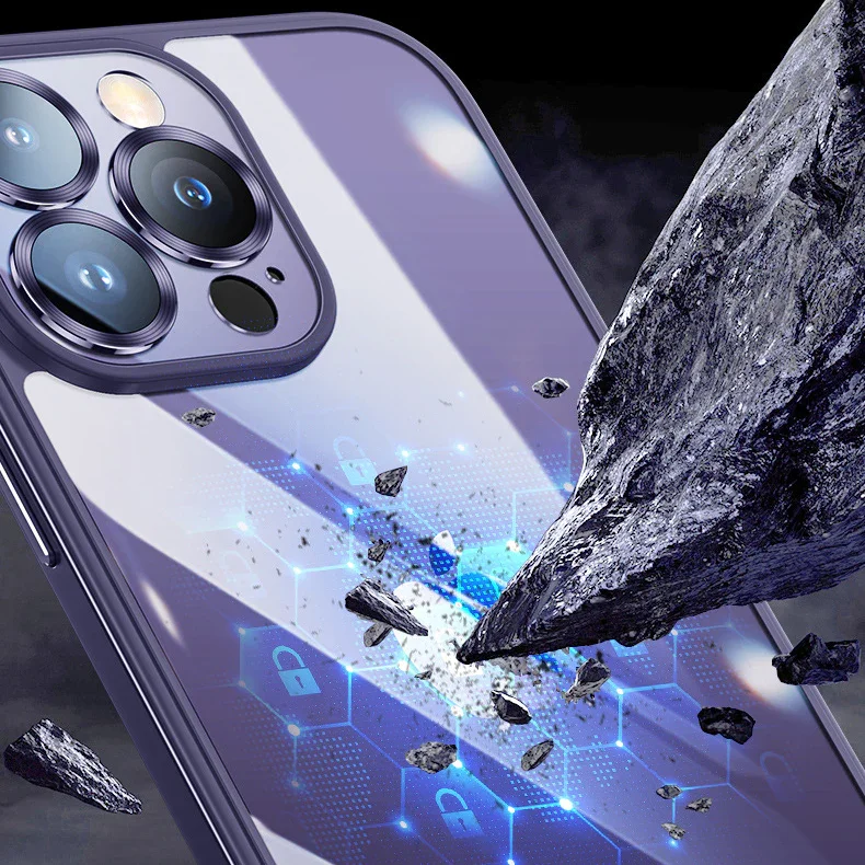 For iPhone13/14 Lens Nano Glass Metal Frame Phone Case