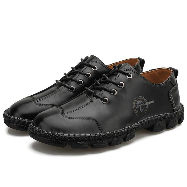 Men's Fall / Winter Business / Casual Daily Office & Career Oxfords Walking Shoes Cowhide Waterproof Shock Absorbing Wear Proof Black / Brown Slogan - VSMEE