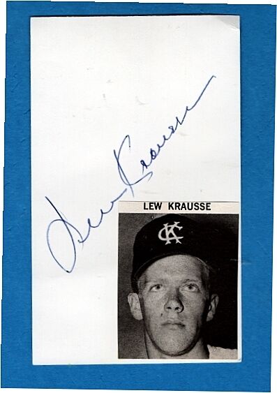 1961 LEW KRAUSSE-KANSAS CITY A'S 3X5 CARD W/Photo Poster painting-EX-MINT-d.2021