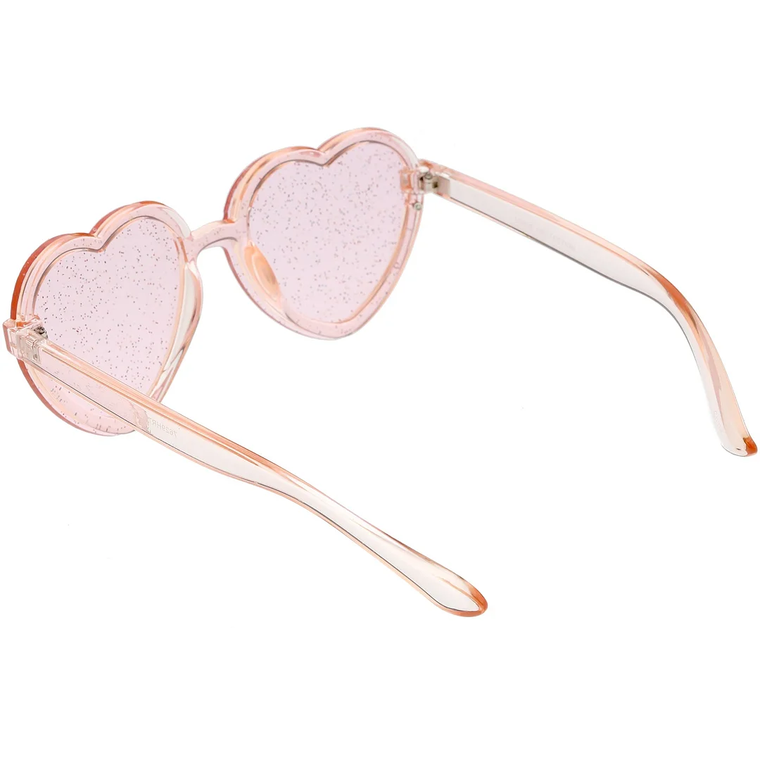 Women's Translucent Rimless Heart glasses Glitter Lens 52mm