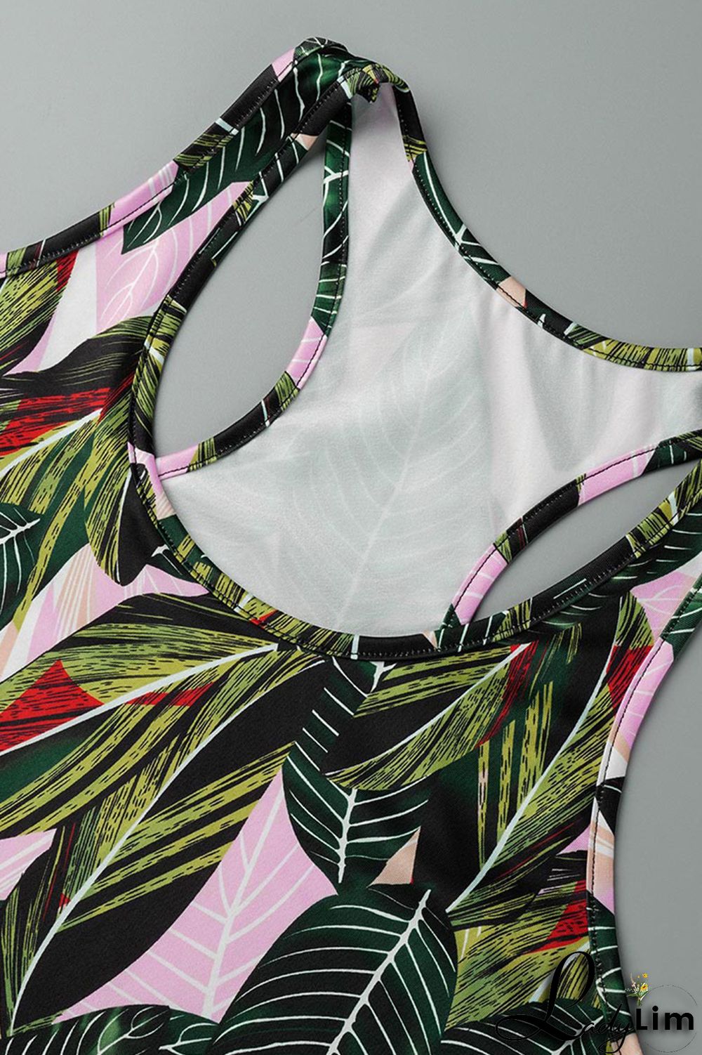 Black Pink Fashion Casual Print Basic U Neck Sleeveless Two Pieces