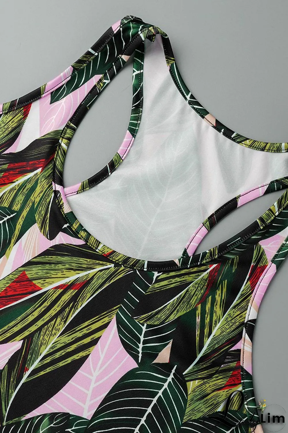 Black Pink Fashion Casual Print Basic U Neck Sleeveless Two Pieces