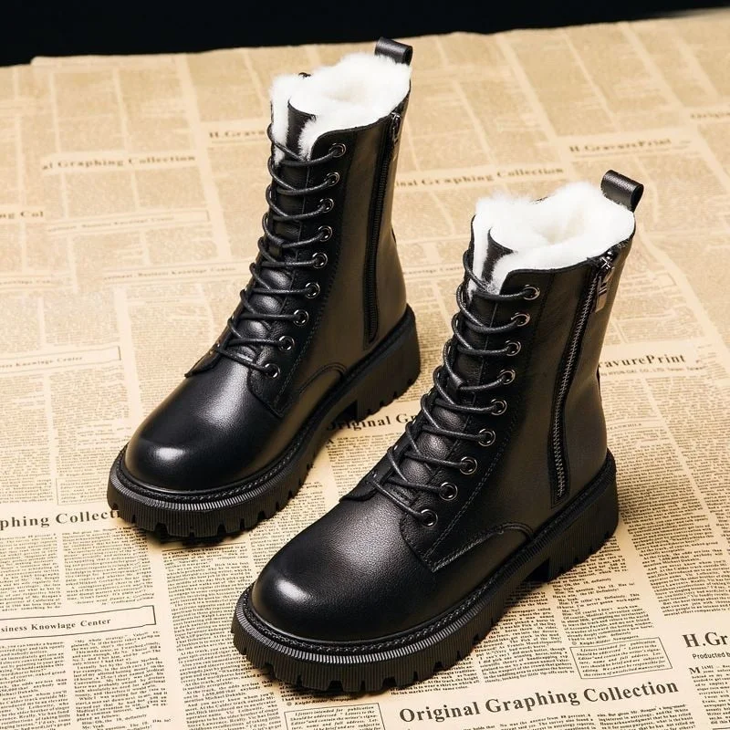 Chelsea Women Ankle Boots 2021 Winter Designer Mid calf Platform Casual shoes Warm Fur Snow Boot Motorcycle short botas de mujer