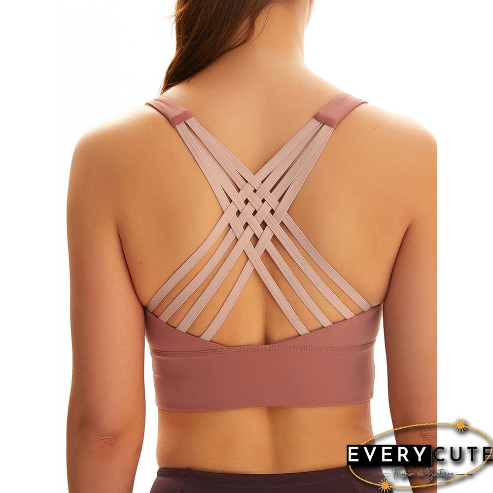 Mist Powder Back Criss Cross Running Sports Bra