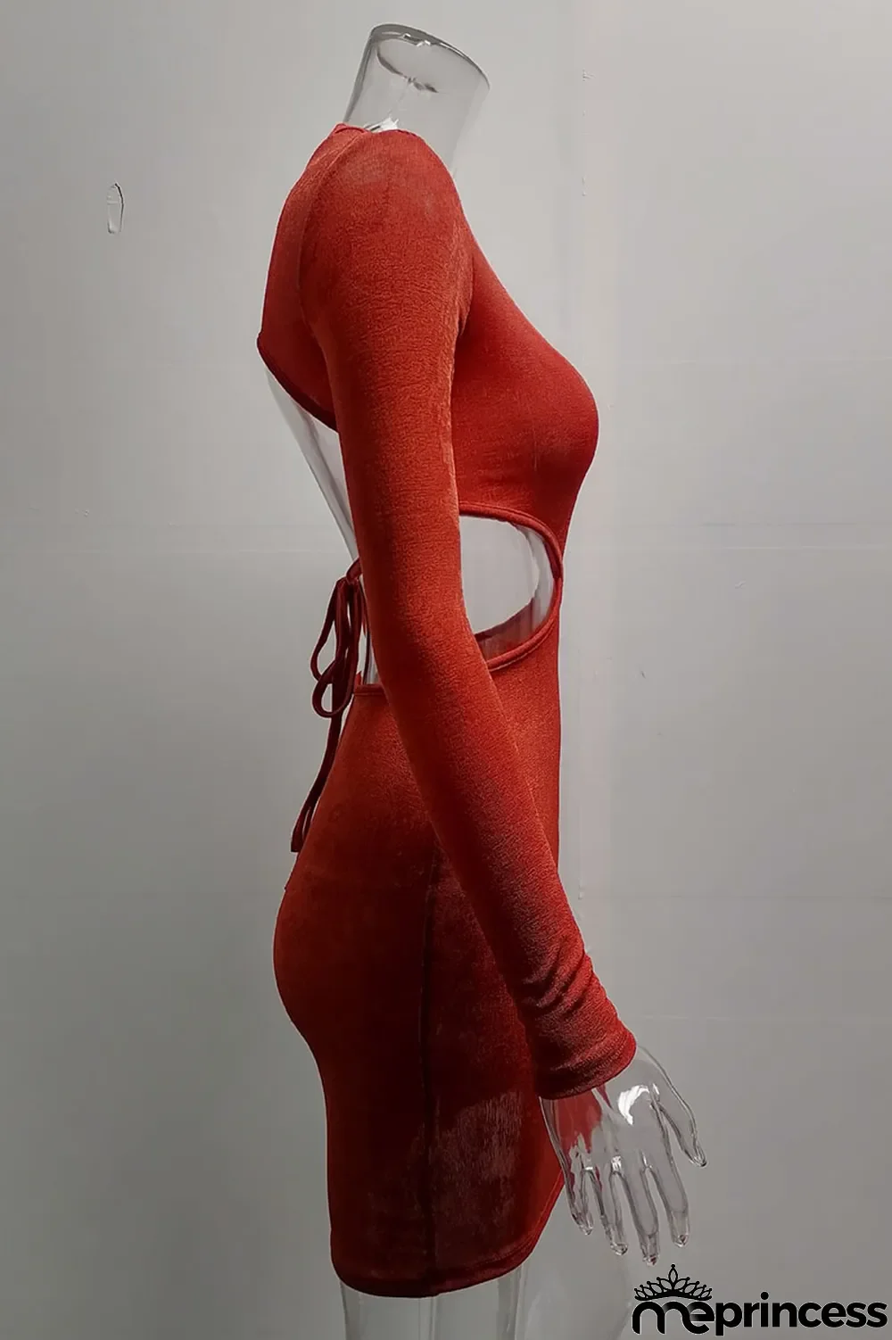 Apricot Fashion Sexy Solid Hollowed Out O Neck One Step Skirt Dresses