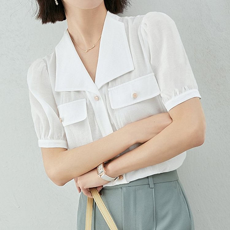 White Casual Shift Shirts & Tops QueenFunky