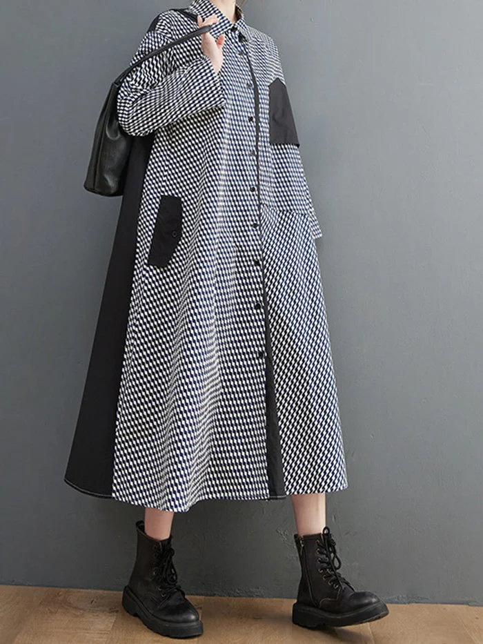 Fashion Patchwork Shirt Dress