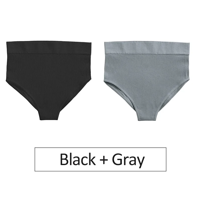 2PCS/Set Women's Panties High Waist Seamless Underwear Female Underpants Woman Sexy Briefs Ladies Panties Intimates Lingerie