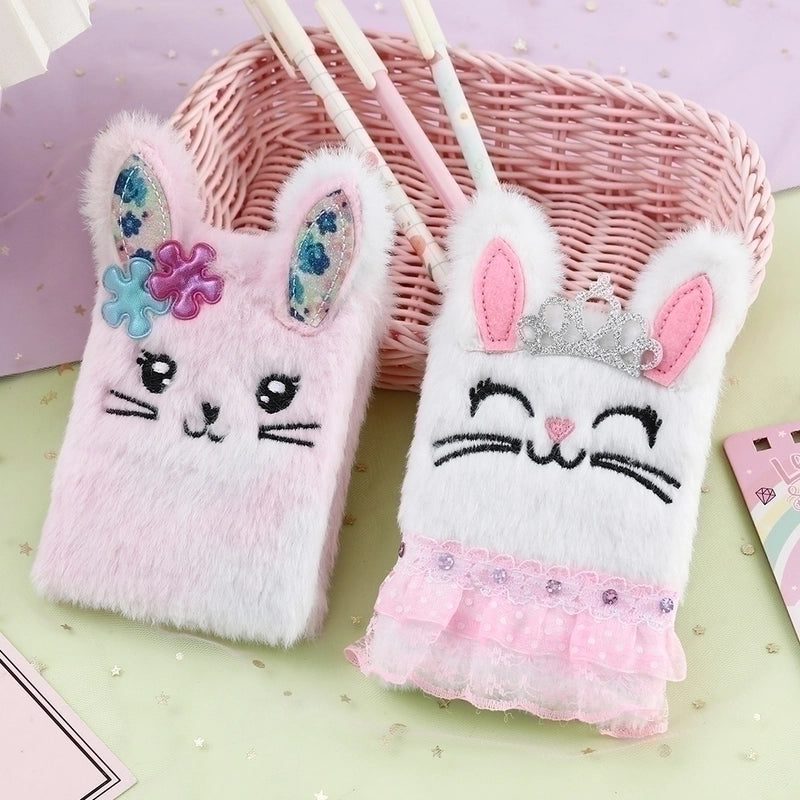 Cute Cartoon Rabbit Plush Portable Mini Pocket Notebook