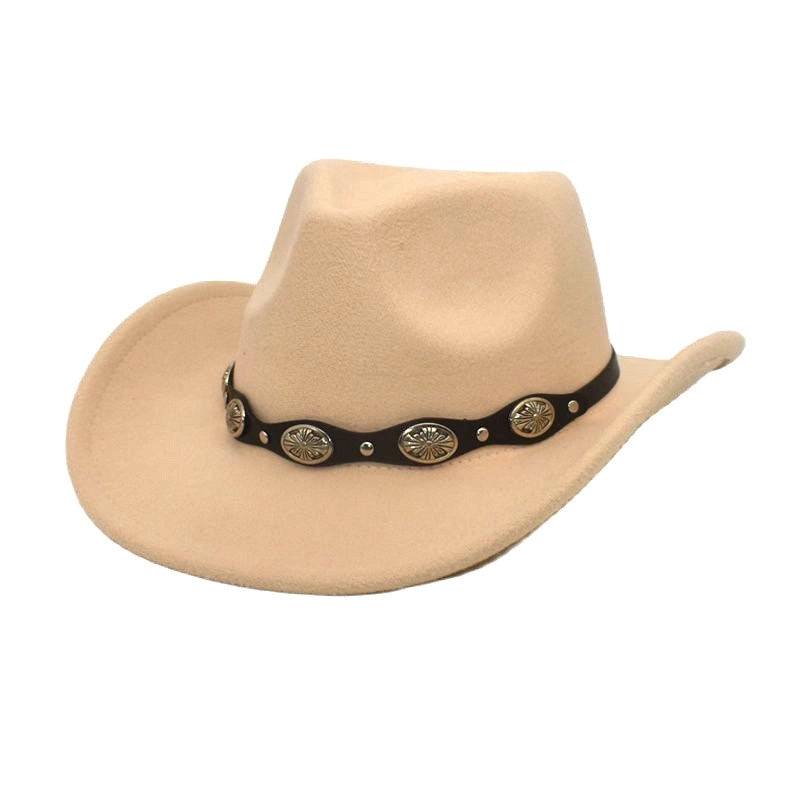 Unisex Cowboy Style Solid Color Flat Eaves Fedora Hat