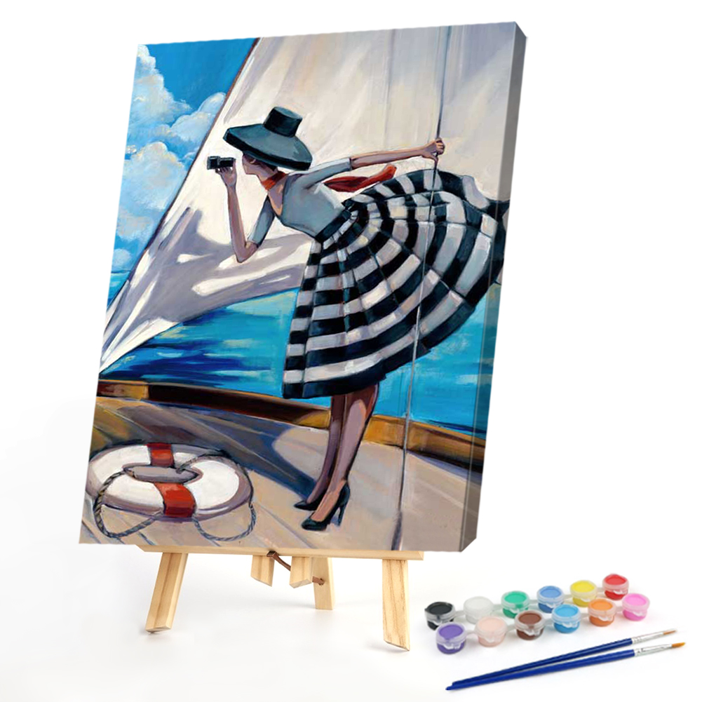 

40*50CM - Paint By Numbers - Yacht Girl, 501 Original