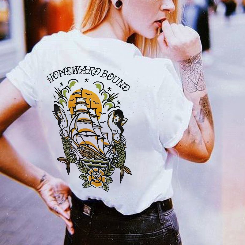 Homeward Bound Printed Casual Women T-shirt - Krazyskull