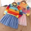 Kid Baby Girl Striped Colorful Rainbow Dresses