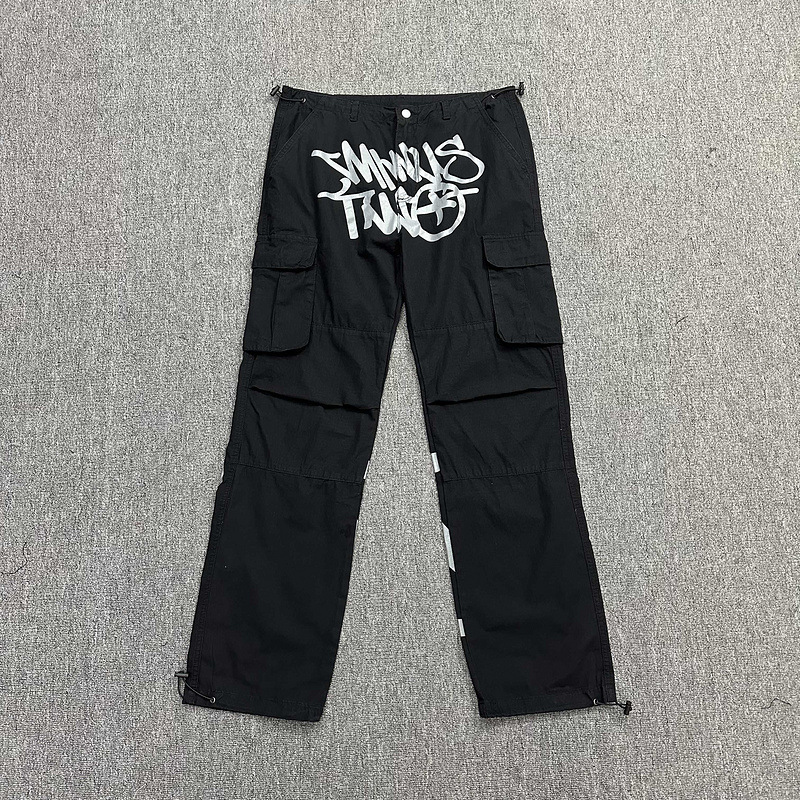 High Street Hip-Hop Style Letter Print Overalls Multi-Pocket Casual Pants