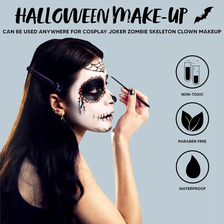 BOBISUKA Halloween Cosplay SFX Makeup Black + White Face Body
