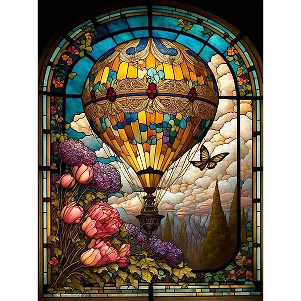 40*50CM DIY Night City Stained Glass Full Round Drill Partial AB Diamond  Painting Kit Home Decoration Art Craft Mosaic Painting
