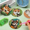 6Pcs/set Diamond Painting Wooden Puppy Coaster Cup Cushion With Holder
