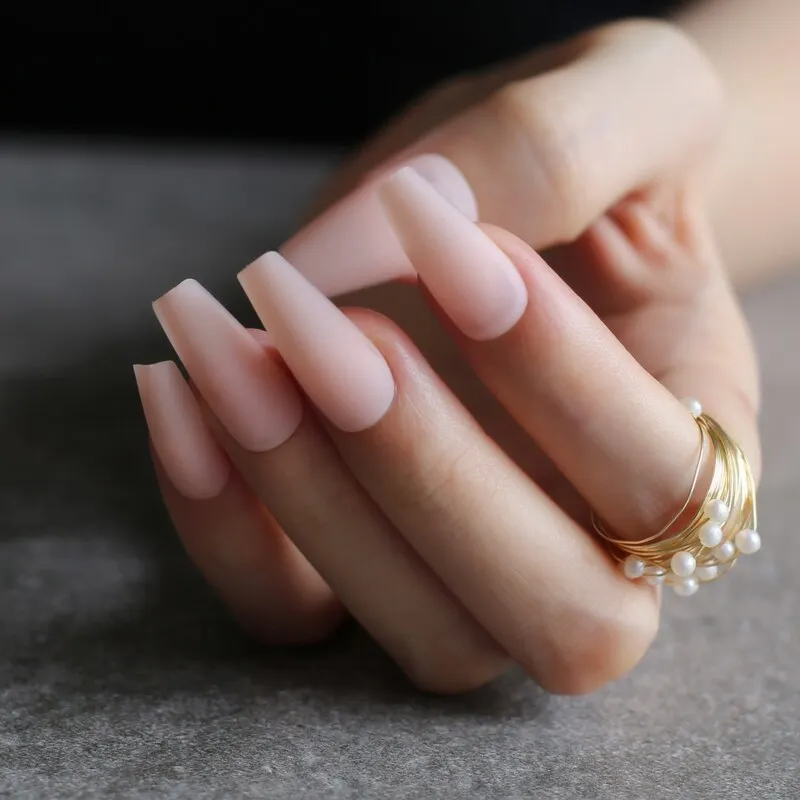 INS Ballet Matte Fake nails red Long Salon art coffin false nails yellow Ruby square 24pcs wedding nails Burgundy-Nail Inspo