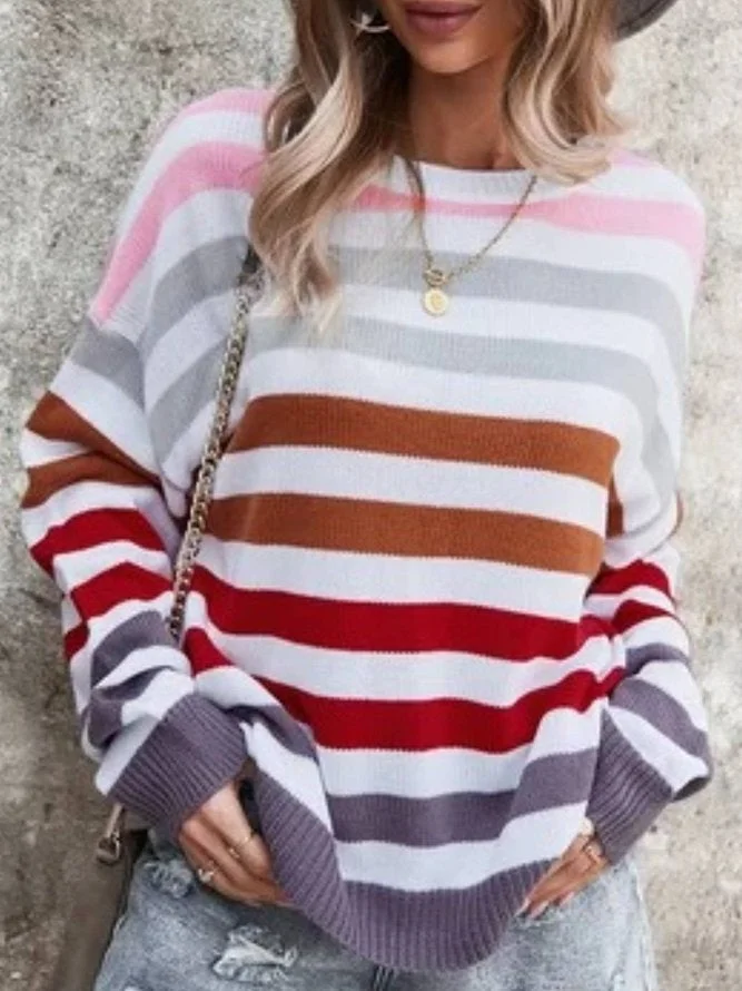 Long Sleeve Striped Acrylic Sweater
