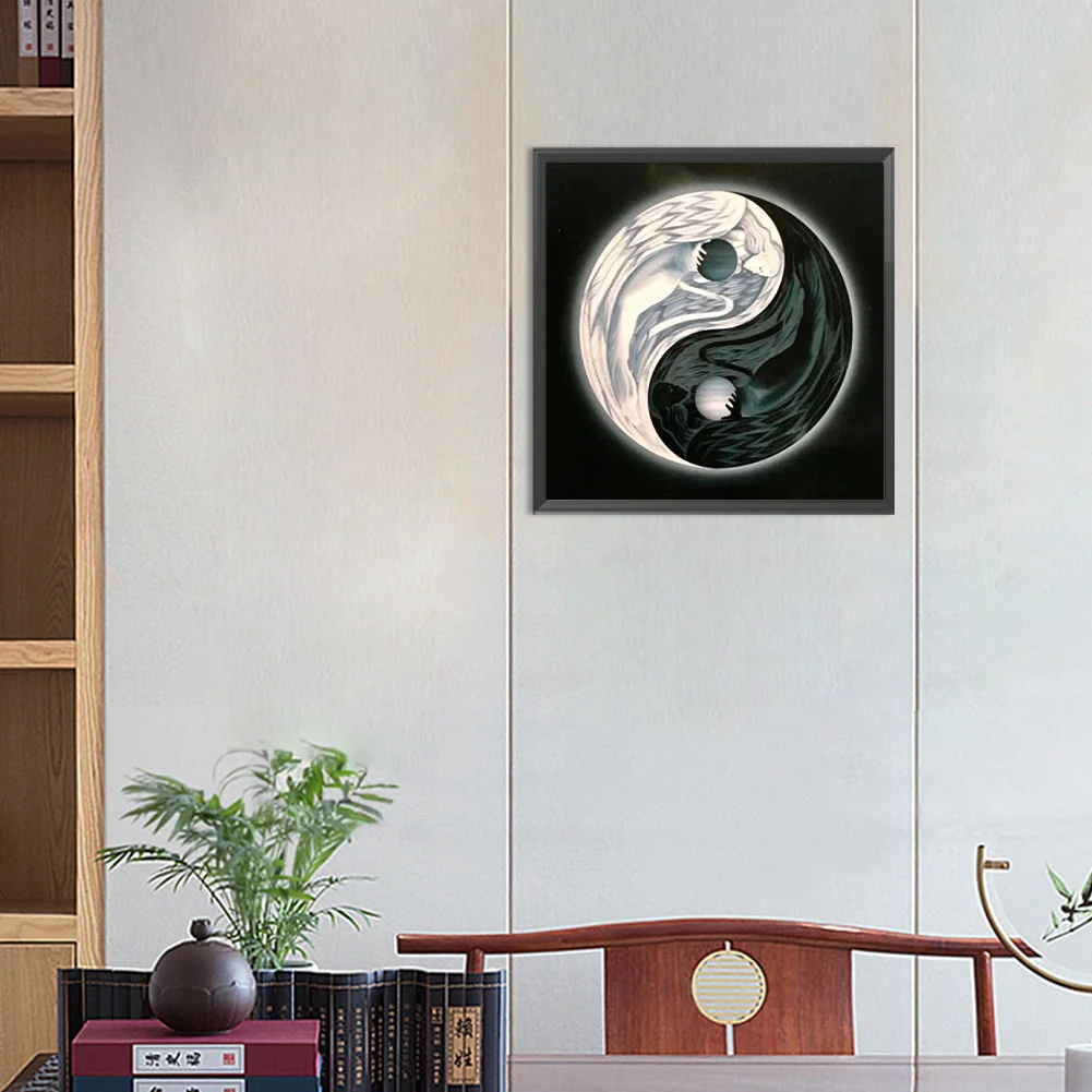 Full Round Diamond Painting 30*30cm - Yin Yang Angel