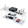 [US Local Warehouse] 55 Inch Acrylic TV Stand for TVs Up To 60 Inch TV Media Console Table with Open Storage Shelves Entertainment Center for Living Room Bedroom Gaming Room