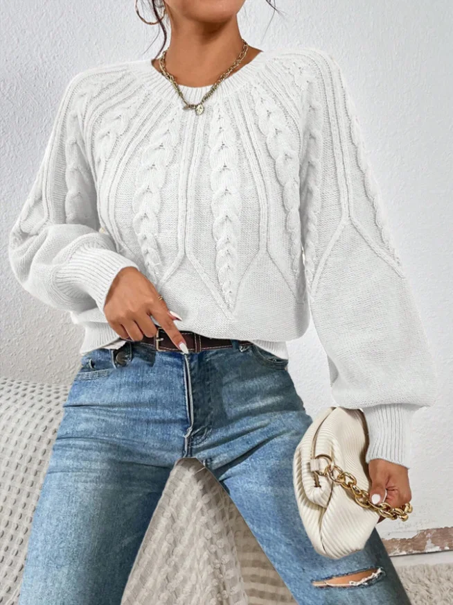 Athvotar Athvotar 2025 New Solid Color Collar Long-Sleeved Jersey Elegant Loose Sweater Woman