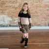 Family Matching Dresses Autumn Leopard Patchwork Shirts