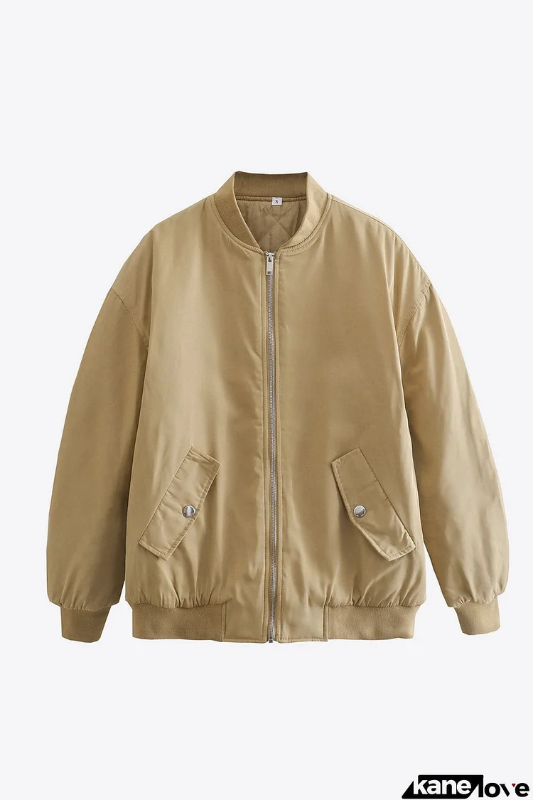 Baseball Collar Zip-Up Jacket