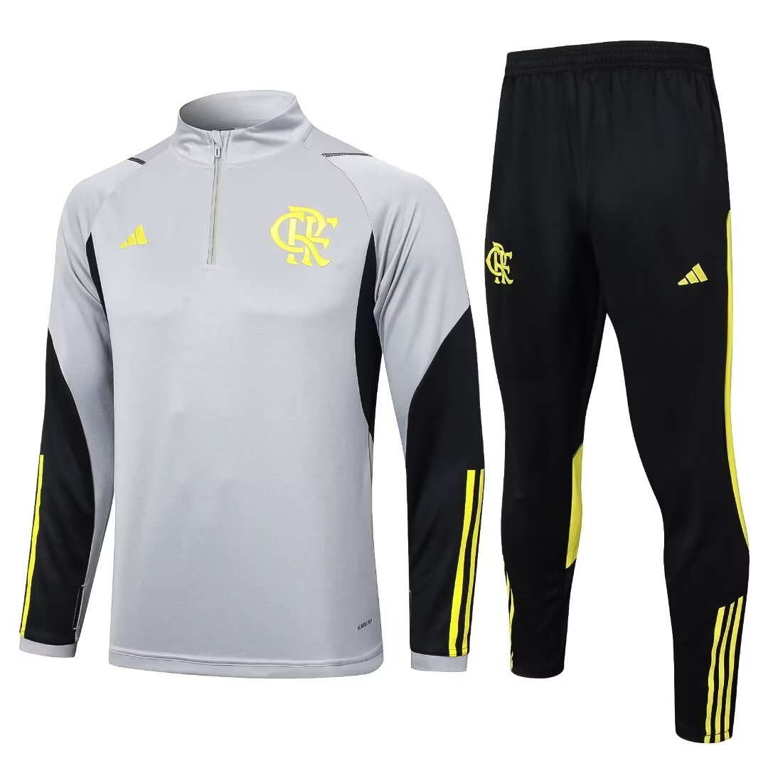 2024/2025 Flamengo Half-Pull Training Suit Light Gray Football Shirt 1:1 Thai Quality