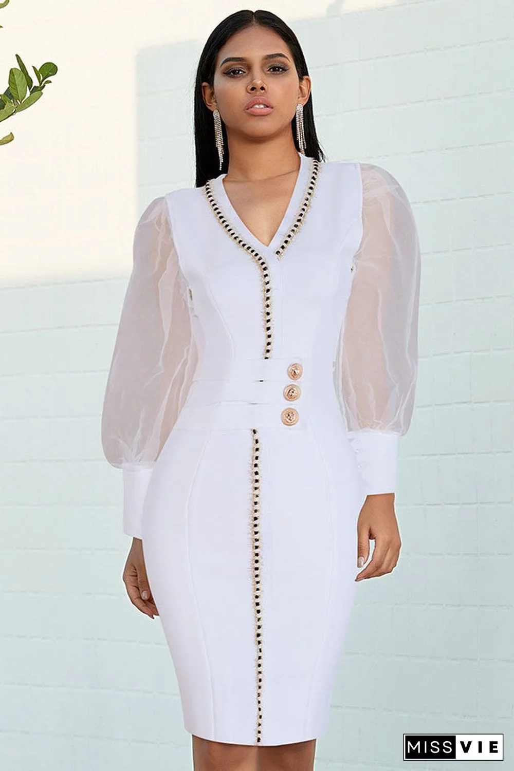 Chic White Long Sleeve Party Homecoming Dress