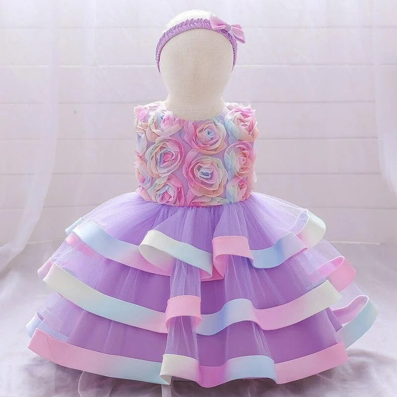2021 Summer Little Mermaid Infant 1st Birthday Dress For Baby Girl Clothes Sequin Dress Princess Dresses Party Clothing Infant