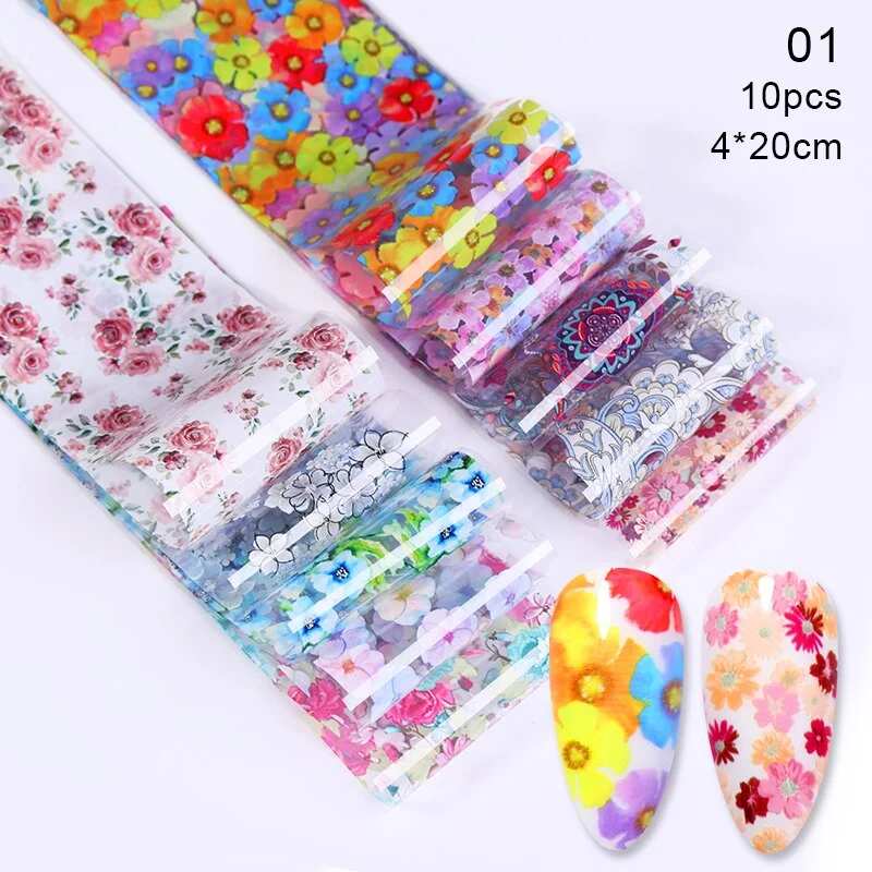 Churchf 10 Pieces Of Mirror Iridescent  Effect Nail Foil Sticker Color Pattern Stickers With Mirror Iridescent Effect Nail Art Decoratio