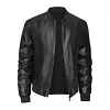 Men's Faux Leather Bomber Jacket Casual Slim Fit Zip Up Biker Coat Outerwear by Inlyline