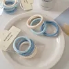 3PCS Blue Cream Rhombus Pattern Elasticity Hair Bands Set