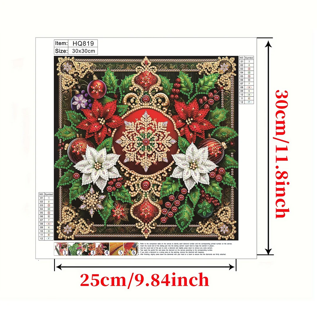 Christmas Special Shaped 5D DIY Partial Drill Diamond Art Kit Home Decor 30x30cm