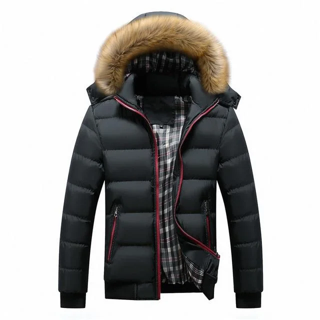 Men's Winter Jackets Thick Hooded Fur Collar Parka Men Coats Casual Padded Mens Jackets