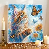 Framed Diamond Painting - Special Shaped - Cat and Butterflies (25x25cm)