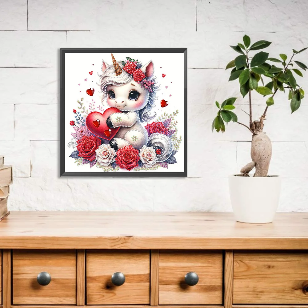 Diamond Painting - Partial Special Shaped Drill - Love Unicorn(Canvas|30*30cm)