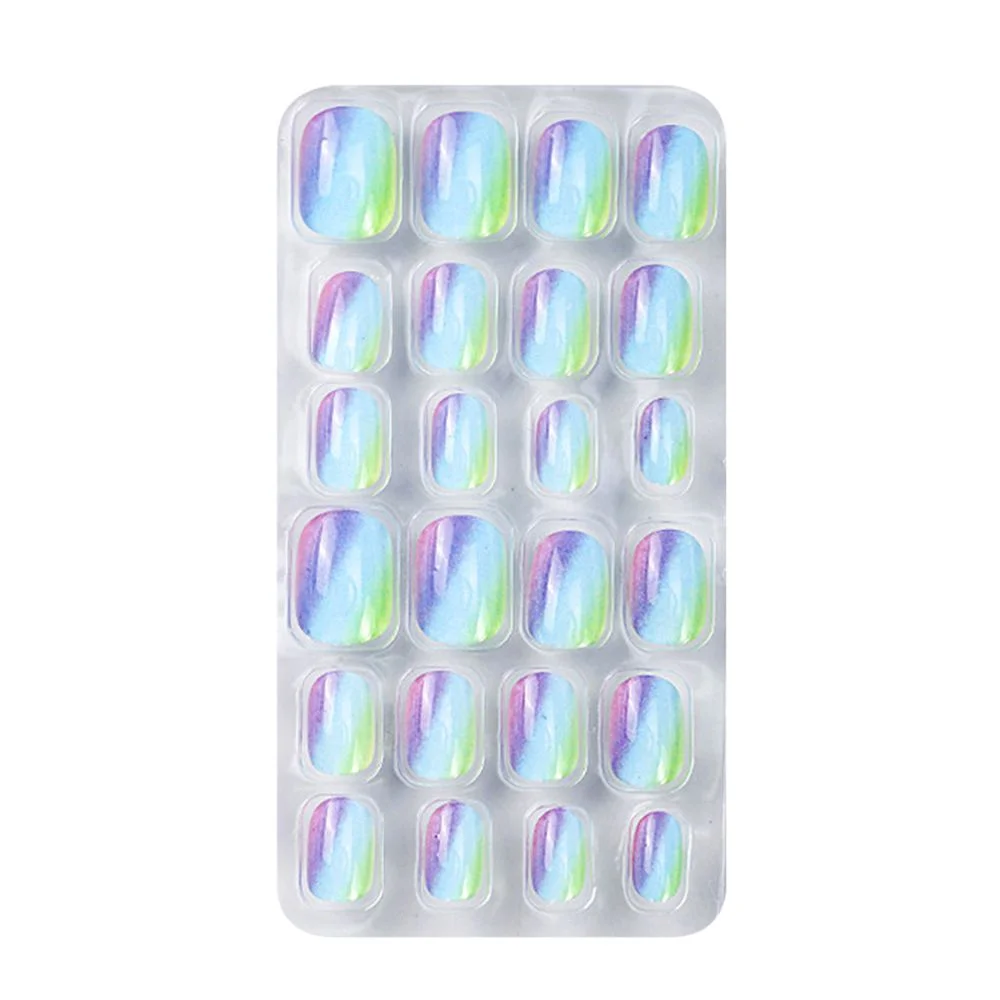 24Pcs/box Kids False Nails Press On Nail Cartoon Full Cover Fake Nails Snowflake Design Manicure Tips Nail Art for Children