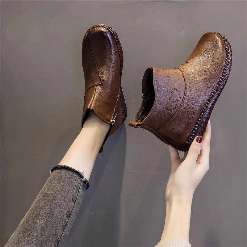 LookYno -  Wedge Side Zipper Round Toe Non-Slip Women's Boots