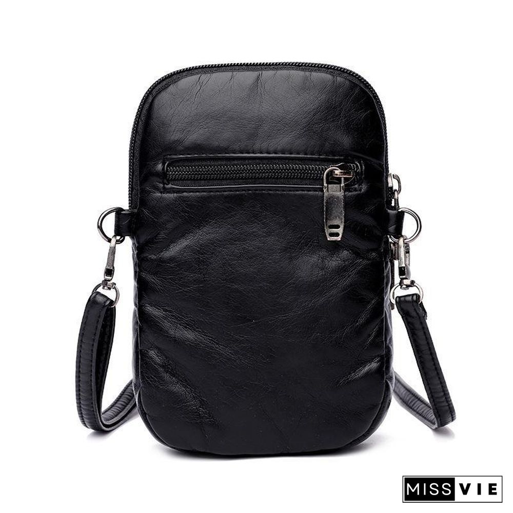 Retro Soft Women Zipper Shoulder Bag