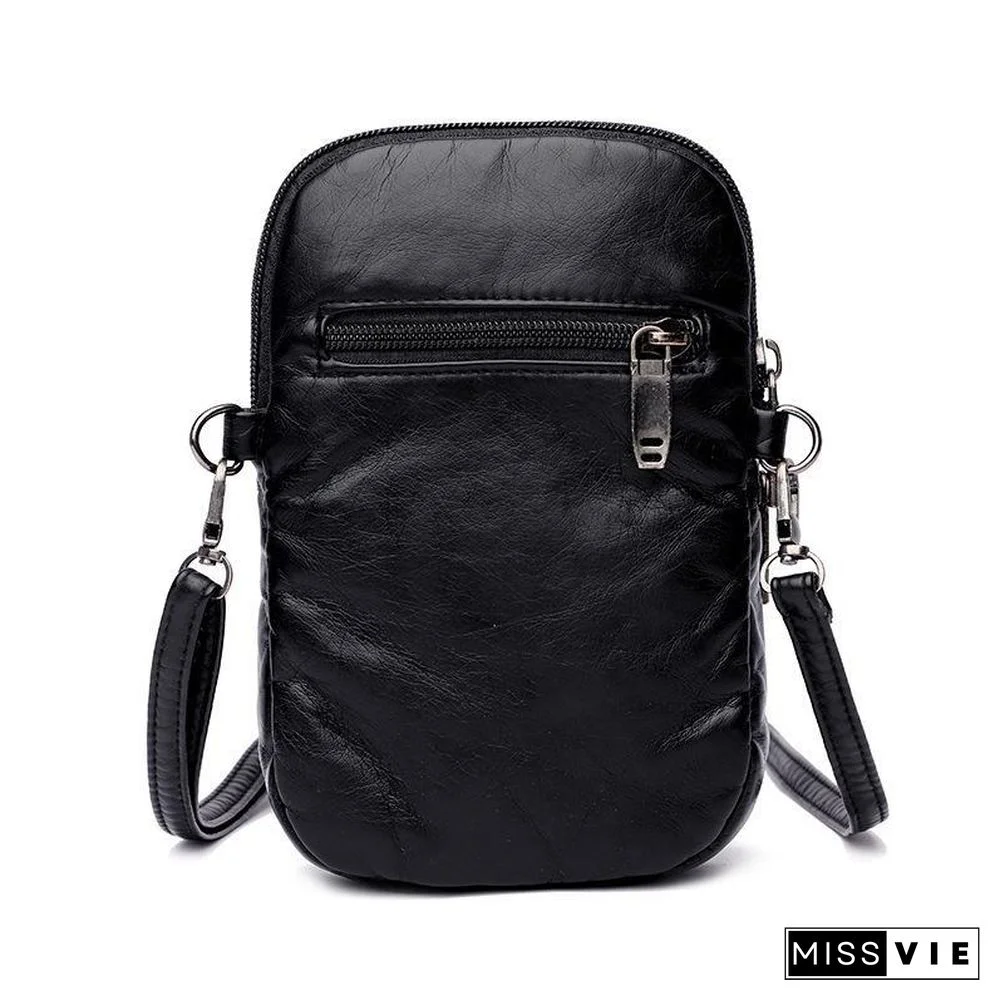 Retro Soft Women Zipper Shoulder Bag