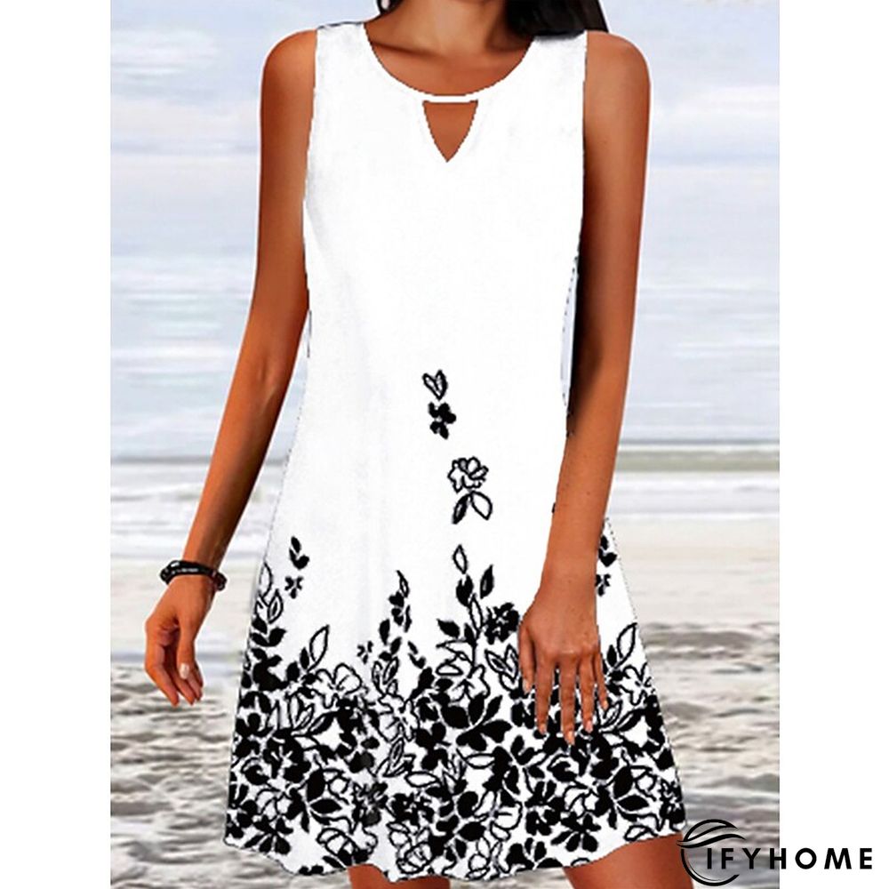 Women's Casual Dress Tank Dress Summer Dress Floral Print Crew Neck Mini Dress Active Basic Outdoor Daily Sleeveless Loose Fit Black White Wine Spring Summer S M L XL XXL | IFYHOME