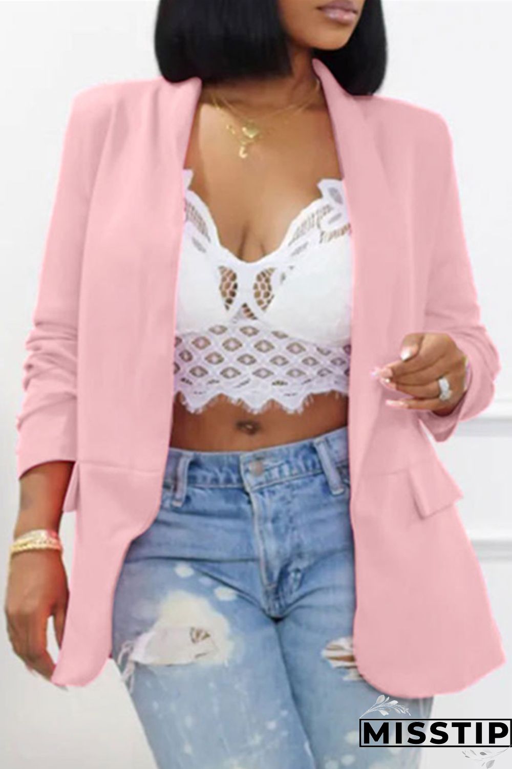 Black Fashion Casual Solid Patchwork Cardigan Turn-back Collar Outerwear