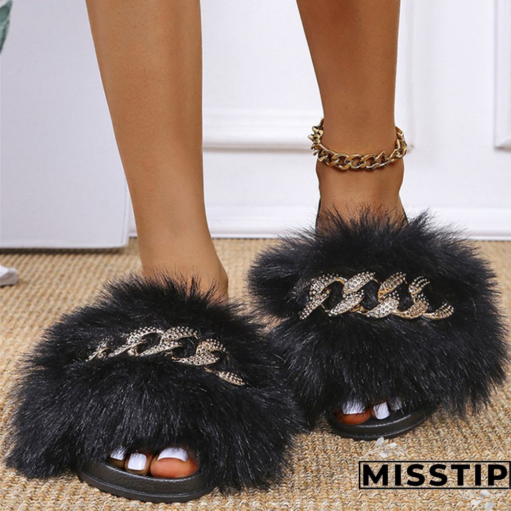 Black Fashion Casual Patchwork Metal Accessories Decoration Round Comfortable Shoes