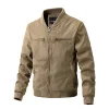 Men's Suede Casual Jacket with Stand Collar and Double Zip Pockets