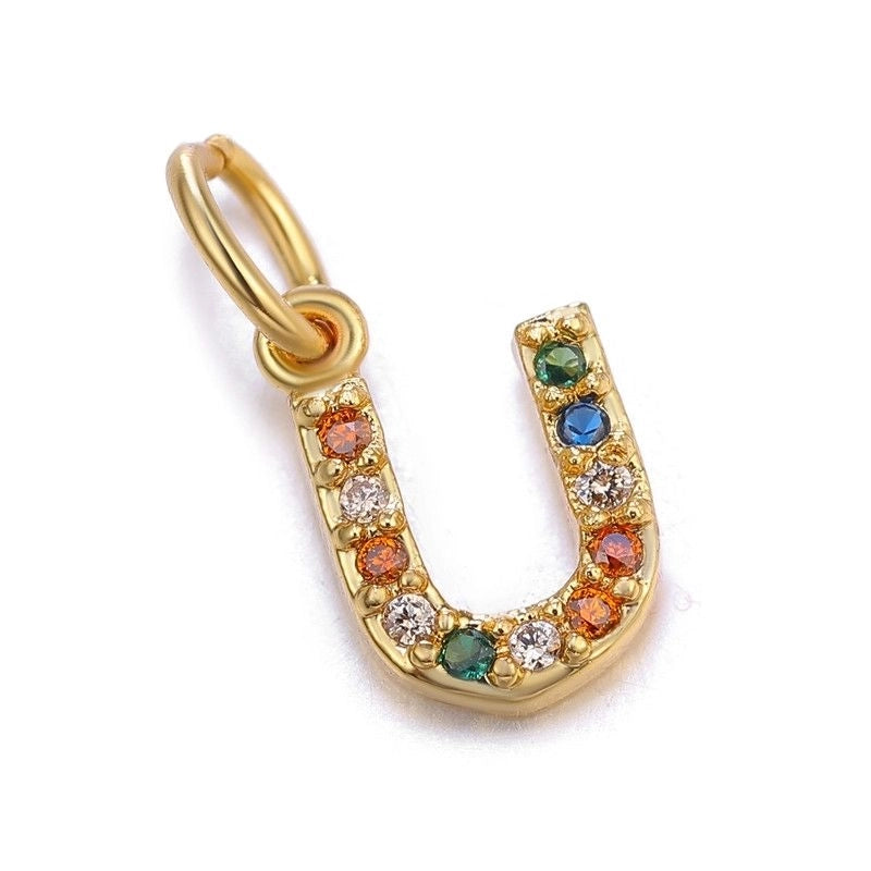1 Piece Copper Zircon Letter Pendant Jewelry Accessories