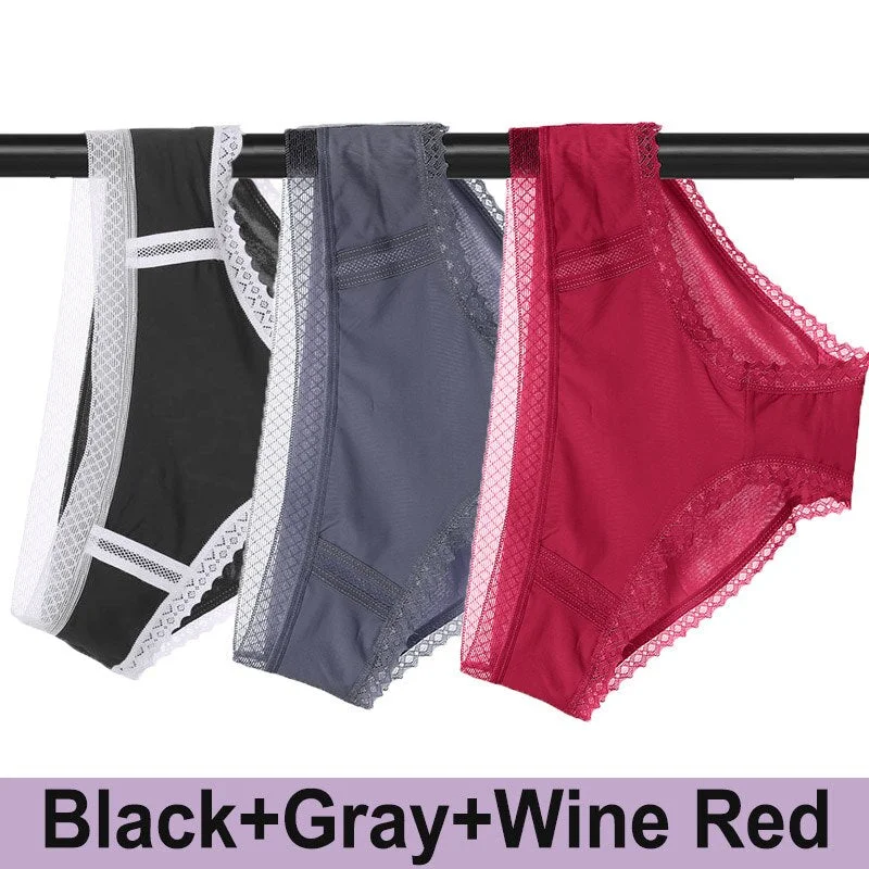 3PCS/Set Seamless Underwear Sexy Lace Panties Women Panties Female Underpants Briefs Soft Smooth Panties  Intimates Lingerie